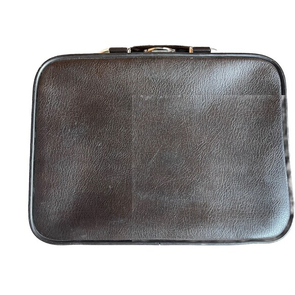 WALLSTREETER Earhart Briefcase Vintage Hard Case Faux Leather Brown Made in USA - Picture 5 of 12